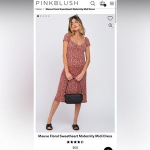 Mauve Floral Sweetheart Maternity Midi Dress